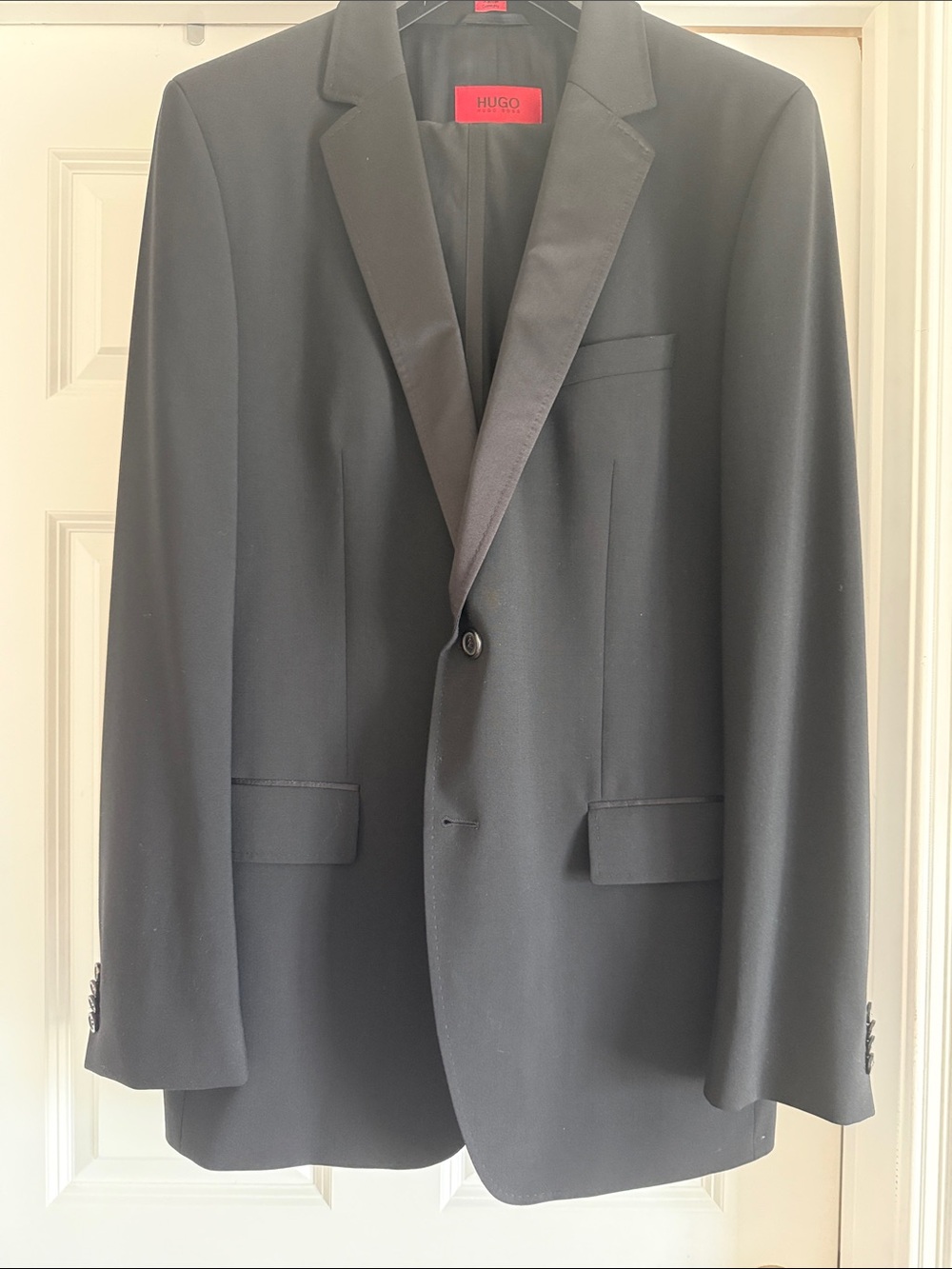 HUGO Black Satin-Lapel Single-Button Tuxedo Blazer and pants